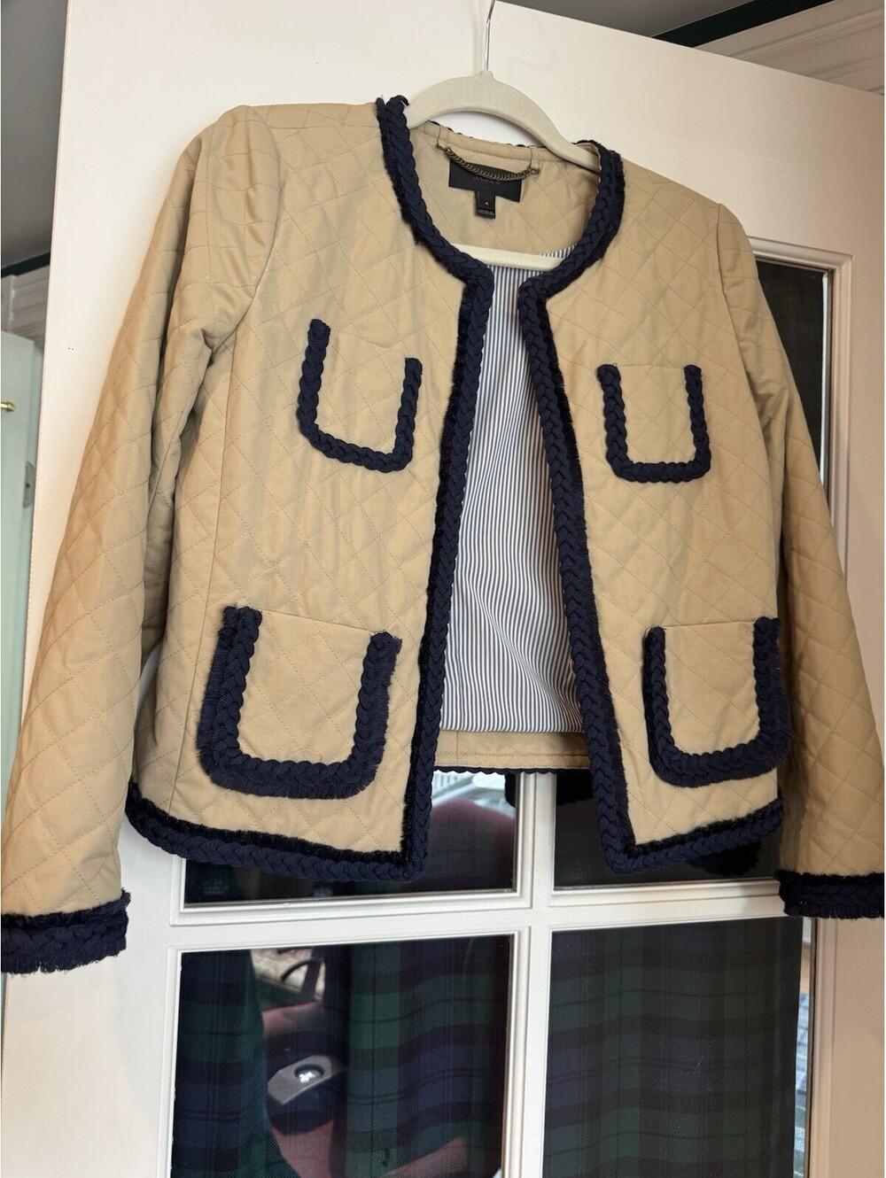 J.CREW Collection Cropped Quilted Safari Jacket with rope detail size 4